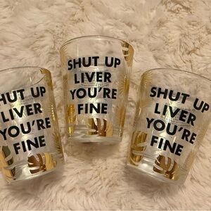 Set of 3 Gold and Black SHOT Glasses